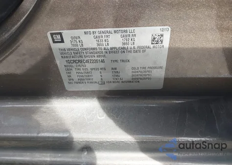 2014 Chevrolet Silverado 1500 1Lt from USA, damaged, VIN 1GCRCREC4EZ226146